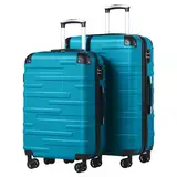 COOLIFE Hartschalen-Koffer Rollkoffer Reisekoffer Vergrößerbares Gepäck (Nur Großer Koffer Erweiterbar) ABS Material mit TSA-Schloss und 4 Rollen