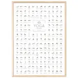 JUNOMI® Yoga Poster DIN A2 mit Bilderrahmen Natur, Yoga Zubehör für Studios und Übungen Zuhause, perfekte Yoga Geschenkidee, Yoga Übungen für Beginner und Profis | mit Rahmen