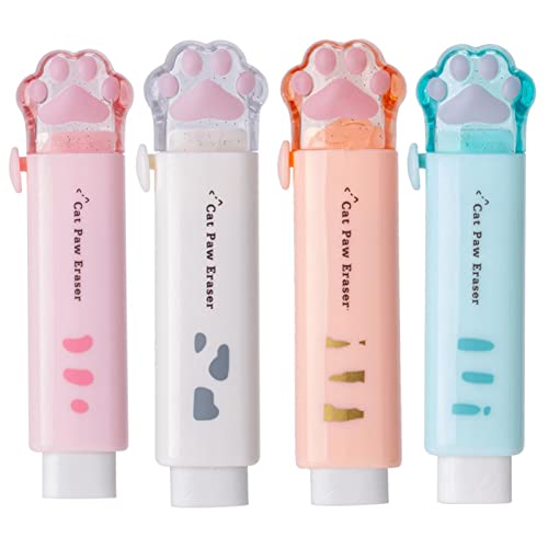Cat Paw Eraser - einziehbarer Bleistiftgummi | Bleistiftgummi Eraser | Schieber niedlicher Katzenpfoten Gummi | Katzenklaueneraser | Netter Gummi für Kinder für Schulhaus, Zeichnen, Kunst, Entwurf, Sk