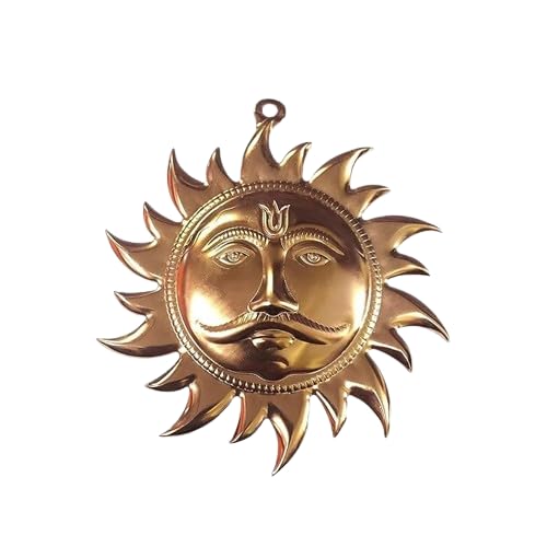 Sun Face Wandbehang Suraj für Positivität zu Hause & Büro Kupfer Kleines Idol der Sonne Gesicht Sonne Gesicht Statue Puja Vastu Artikel Lord Surya für Zuhause und Büro Schützen 1 Stück