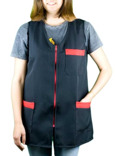 KLOTTZ - Reinigungsschürze Casaca für Damen, Schwarz-Rot, XXL