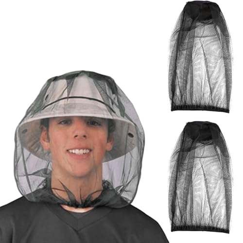Raveparty 2 Stück Moskitonetz Kopf, Net Kopfschutz-Netz,Kopfnetz Gesicht Mesh Kopf Abdeckung für Outdoor Lovers,Klettern,Angeln, Imkerei (Schwarz)