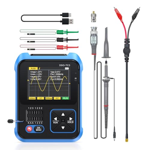 DEWIN Oscilloscope,Tragbares Handoszilloskop,Digitaloszilloskop Signalgenerator DSO-TC3 3 in 1 Tragbares digitales Handoszilloskop Transistor Tester Signalgenerator DIY Elektronische Reparaturen