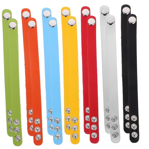 HEALSOPTHY 14Stücke Leeres Lederarmband Verstellbares DIY Armband zum Gravieren Farbige Blanko Armbänder für Schmuckherstellung für Anlässe Geschenkidee