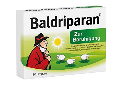 Baldriparan Zur Beruhigung Pflanzliches Arzneimittel mit Baldrianwurzel-Trockenextrakt Bewährte Dragees bei Unruhezuständen und nervös bedingten Einschlafstörungen, 30 Stück