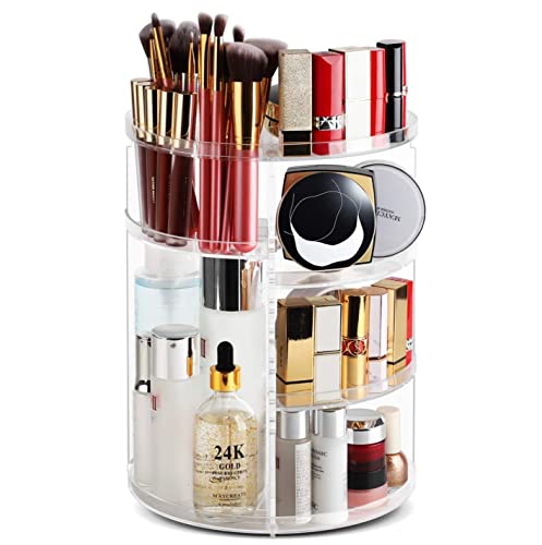 YIHAOBOX 360 ° drehbarer Make up Kosmetik Schönheits Organizer, Makeup Aufbewahrungs Kosmetikbox für Kommode, Schlafzimmer, Badezimmer, transparenter Organizer