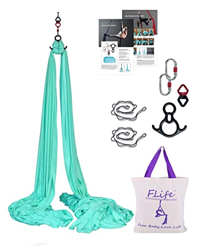 F.Life Aerial Silk Yoga-Hängematten-Set, 9,1 m, für fliegendes Yoga (türkis)