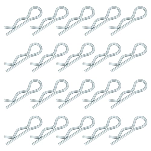 QUARKZMAN 1 mm x 17 mm Splinte Federschnellverschluss, Anhängersplinte Sicherungsstift R Clip Haarnadel Kohlenstoffstahl Silberton 20 Stück