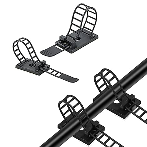KBNIAN 20 Stück Kabelclips Verstellbare Kabelbinder Selbstklebende Kabelklemme Schwarz Kabelbefestigung Kabel Gurte für Computerkabel, TV-Kabel, USB-Kabel (11,5 * 2,1 cm / 11,3 * 1,8cm)