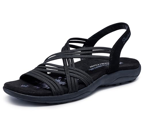 Skechers Damen Reggae Slim Simply Stretch Sandals, Black Gore, 41 EU