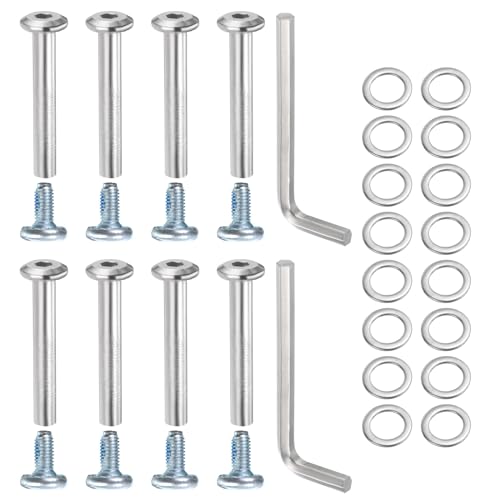 QUARKZMAN 8 Stück Inline Skate Rad Schrauben, Rollschuh Ersatzteile 1,57 x 0,24" Schaft Sechskantschrauben mit 2 Stück Montagewerkzeugen