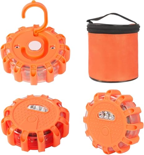 LED Warnleuchte, Rundumleuchte LED Magnet Warnblinkleuchte, Wasserdicht Mit 9 Blinkmodi, Batteriebetrieben Warnleuchten & Notbeleuchtung Warnlampe Panne für Camping, Bergsteigen, Wandern (3 Stück)