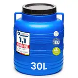 Garronda 30 Liter Weithalsfass aus BPA-freiem Futtertonne Fass Universalfass Lebensmittel Fass Regenfass für Garten Regentonne mit Deckel Regenwassertonne für Garten Wassertonne GD-0078, Blau