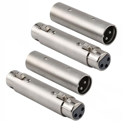 Greluma 4 Stk XLR-auf-XLR-Gender-Changer-Adapter, 3-poliger XLR-Stecker auf Stecker/Buchse auf Buchse, kompatibel mit Mikrofon, Mixer