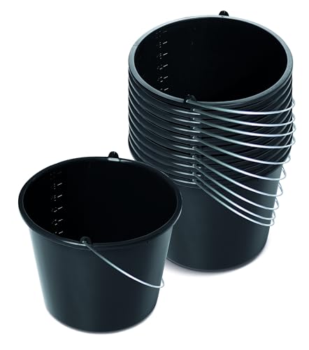 Kistenberg Baueimer 20 Liter 10er Set Eimer mit Skala Mörteleimer Maurereimer Putzeimer Wassereimer Betoneimer, ergonomischer Griff, aus Kunststoff (20 Liter)