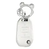 ZVRSUA Autoschlüssel Schutzhülle Passt für Peugeot,Schlüsselcover TPU Autoschlüssel hülle Kompatibel mit Peugeot 208 308 508 2008 3008 Rifter Citroen C3 C4 Cactus Berlingo Picasso Xsara Jumpy (Silber)