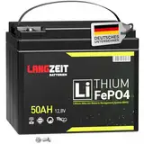 LANGZEIT LiFePO4 50Ah 12V Akku Lithium Batterie Wohnmobil Batterie Solarbatterie Lithium Eisenphosphat Akku Solar Bootsbatterie USV inkl. BMS