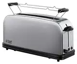 Russell Hobbs Toaster [Langschlitz für 2 Scheiben / 1 breite Brotscheibe] Adventure Edelstahl (extra breiter Toastschlitz, inkl. Brötchenaufsatz, 6 Bräunungsstufen + Auftaufunktion, 1000W) 21396-56