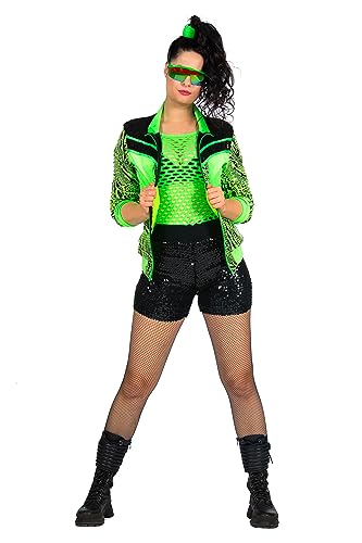 WILBERS & WILBERS 4098-80er / 90er Jahre Partyjacke für Damen, Trainingsjacke für Karneval, 38, Green, Neon Green