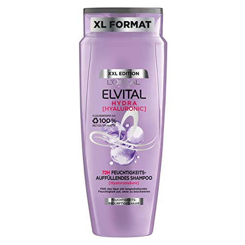 L'Oréal Paris Elvital feuchtigkeitsspendendes Shampoo im XL Format, Für glänzendes und gesundes Haar, Mit Hyaluron für einen Feuchtigkeitsboost, Hydra Hyaluronic, 700 ml