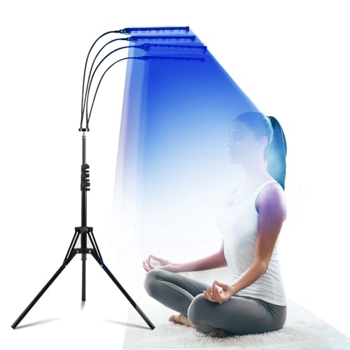JITESY Solarium Für Zuhause,460NM&490NM Bräunungslampe,60W Blaues Licht Bräunungslicht Solarium für Den Heimgebrauch Gesicht Und Körper,Doppelte Halterung Gesichtsbräuner Solarium mit 432 Stück LEDs