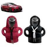 SXCCNW Auto Schaltknauf Abdeckung, 2 Stück Schaltknauf Abdeckung, Schaltknauf überzug Schaltknauf Hoodie Abdeckung Car Shifter Hoodie für Auto Schalthebel Dekoration Zubehör 15 x 13 cm Rot Schwarz