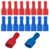 CATOR 60 Pack schnellkupplungsbuchse vinyl vollisoliert, flachsteckhülsen 6.3 x 0.8mm Kabelschuh, Rot für 0.5-1.5mm² (22-16 AWG), Blau für 1.5-2.5mm² (16-14 AWG)