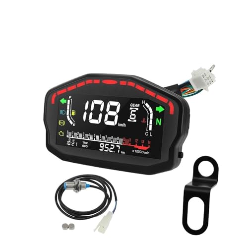 AXCAR Kilometerzähler Universal LCD Tachometer Außenbord Motorrad Digital Panel Öl Gauge Mit Kraftstoff Sensor Moto Tachometer Für 1,2,4 Zylinder(with Sensor Bracket)