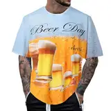 Herren Sommer Trend Bier Festival Karneval EIS Cooles Bier Farbe bedrucktes Kurzarm-T-Shirt Autofahrer Uhr Herren Oversize Sweatshirts+Für+Herren Tshirt Herren Weiss Mit Aufdruck Rotes (White, XL)