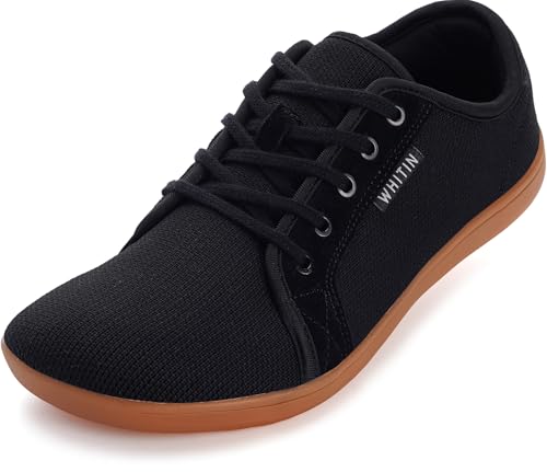 WHITIN Barfußschuhe Damen Barfuss Schuhe Barfussschuhe Breite Barfuß Sneaker Knit Barefoot Shoes Minimalistische Trail Laufschuhe Outdoor Sport Schwarz 38 EU