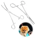 2 Stücke Piercing Zange,12.5cm Klemmzange Piercing Zange Zum öffnen,Klemme Krankenschwester,Gerade und Gebogene Köpfe,Katzen und Hunde Haar Pinzette,Schraubzwinge Sägezahndesign Anti-Rutsch