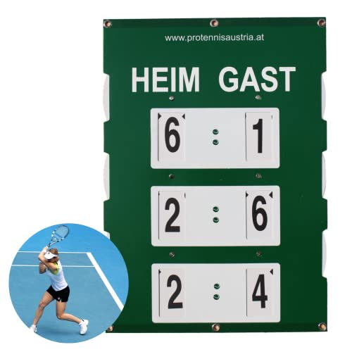 ProTennisAustria Tennis Spielstandsanzeige - Large 90x60 cm - Tennis Scoreboard Grün - Zähltafel/Anzeigetafel für den Tennisplatz - Tennis Zähler