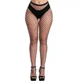 KLONKEE Netzstrumpfhose Schwarz für Damen, Fishnet Stockings Strumpfhosen Netzstrümpfe Fischnetz Strümpfe Sexy Elastisch Hohe Taille Strumpfhosen（1 PCS）