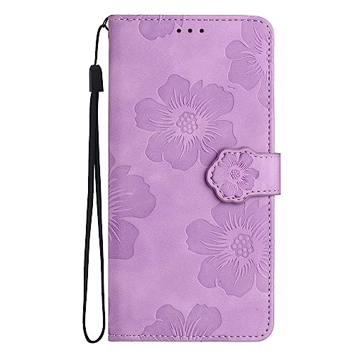 Rnrieyta Miagon Handyhüllen für Samsung Galaxy A14 5G/4G,PU Ledertasche Klapphülle Prägung Blume Schmetterling Brieftasche Schutz Hülle mit Kartenfächer Magnetverschluss