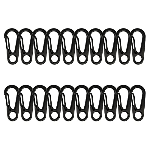 Temlum Aluminium Karabinerhaken, 3,3 cm Mini Karabiner Set, Karabinerhaken mit Schnapp Verschluss, Schlüsselanhänger Haken für Camping, Reisen, Wandern (Schwarz, 20 Stück)