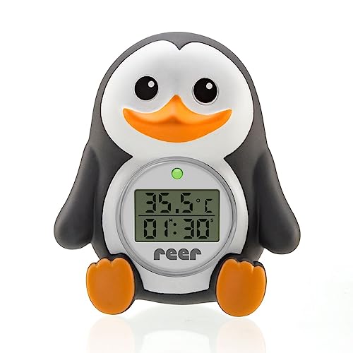 Reer Baby-Thermometer für die Badewanne mit süßem Unterwasserwelt-Motiv, kindersicheres Bade-Thermometer - Pinguin