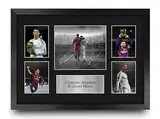 HWC Trading FR A3 Cristiano Ronaldo & Lionel Messi Gedruckte Memorabilien Signiertes Autogramm Fotodisplay für Fußball Anhänger und Fans - A3 Gerahmt