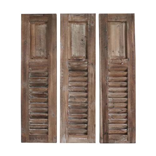 Grafelstein Wanddeko SHUTTERS braun aus Holz Fensterladen H110cm im Landhausstil 3tlg.