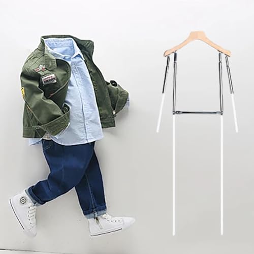Verstellbarer Kinderkleidungsständer mit Schulterrillen, Kinderboutique-Aufhänger-Set für Waschküche, Wandhalterung (kleine Größe)