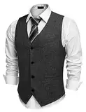 COOFANDY Herren Anzug Westen Slim fit Elegant Hochzeit Anzugweste Klassische Casual Businessweste Formelle Smoking Westen mit Taschen Schwarz L