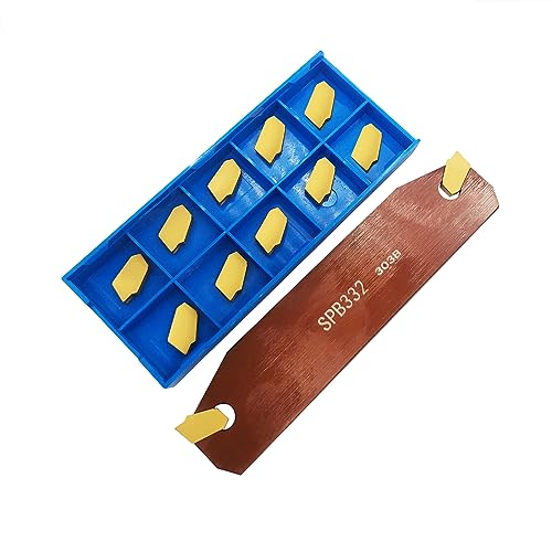 ASZLBYM Nutenschneiden Werkzeug Schneidebrettwerkzeuge SPB332 / SPB32-3 Nut-Trennwerkzeug ,Und 12pcs SP300 / ZQMX3N11-1E 3mm Hartmetalleinsätze zum Nutenschneiden.