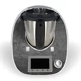 One-Wheel | selbstklebende Folie passend für Thermomix TM5 | Schlag- & Stoßschutz | Klebefolie Design Beton dunkel Farbe grau | Aufkleber Motiv: Stein