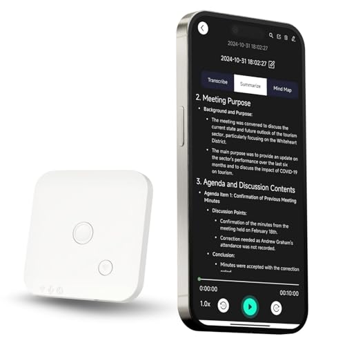 Diktiergerät mit APP für KI-Sprach-zu-Text-Transkription, GPT-4o-Zusammenfassung, Mind Mapping, 64GB Speicher und magnetisches Design, Voice Recorder für Anrufe, Vorträge und Meetings, von FoCase Rec