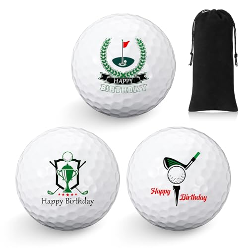 Threan 3er Pack Happy Birthday Golfbälle Geschenke Set lustige Golfbälle Geburtstag Golfbälle Geschenke für Golfspieler Eine Einheit in Standardgröße(Klassischer Geburtstag)