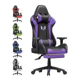 bigzzia Gaming-Stuhl-Ergonomisch, Gaming Sessel Stoff, Atmungsaktiver Bürostuhl, Gaming Chair, 90-135° Rückenlehne Einstellbar Pc-Stuhl, 360° Drehbar Gamer Stuhl (Farbe, mit Fußstütze)