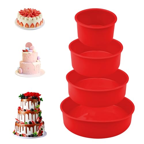 Traxenta Silikon Backform, Silikonform Tortenform Silikonformen Backen, Silikonbackformen Rund Set Mold Cake, Kuchenform Silikon-Backform Schichtkuchen, Runde Silikonform Kuchen Tortenform