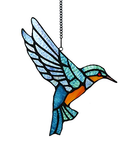 Tokira Tiffany Stil Glasmalerei Bluebird Fenster hängen Sun Catcher Ornament Vogel Window Panel, 9 "x 6 1/2"