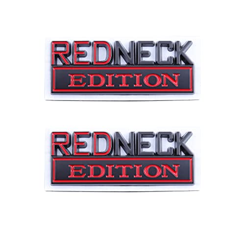 2 Stück Redneck Edition Emblem Auto LKW Ersatz für Universal Fahrzeug Auto LKW SUV (Schwarz Rot)