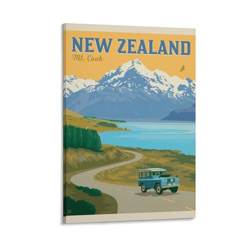 Welt-Retro-Reiseposter, Neuseeland-Berg, Kochkunst-Poster, Leinwand, Gemälde, Dekor, Wanddruck, Foto, Zuhause, moderne dekorative Poster, 50 x 75 cm