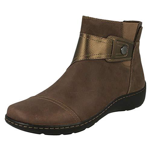 Clarks Cora Tropic Damen-Stiefeletten, Leder, metallisch, Braun Taupe, 41 EU